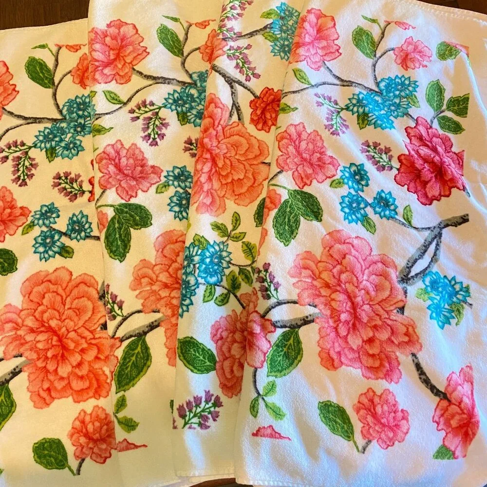 Vintage‎ Target Home floral bath towels pink white Cotton 90s 00s hydrangea